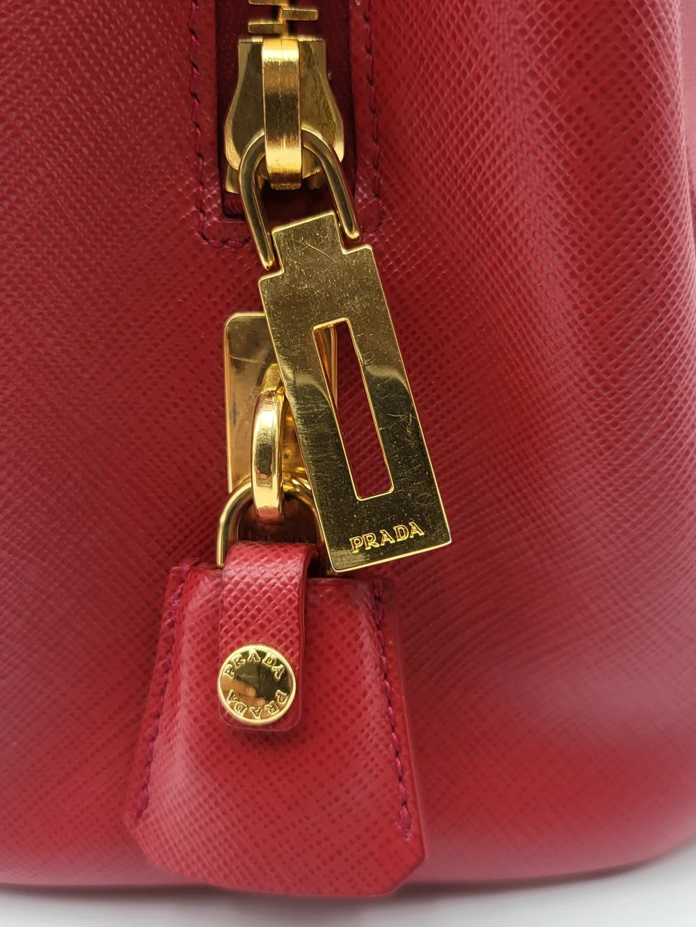 Prada Red Saffiano Parabole Handbag RossoPelle. Authentic w/COA..